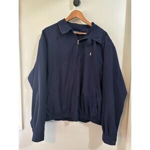 Vintage Polo Ralph Lauren Harrington Jacket Mens Size XXL Blue Plaid Lined Navy